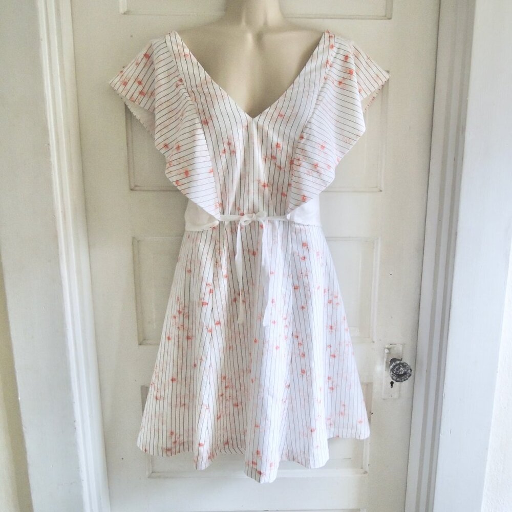 Club Monaco Portiana Dress Sea Coral Ruffle Top 12 NWT